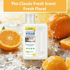 Snowlily 20X Concentrated Multi-Surface Steam Mop Solution for All Steam Mops & Machines – Cleans Floors, Curtains, Carpets & Fabrics, Fresh Floral Scent, 16.9 fl oz (Orange)