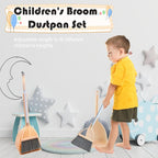 Mini Broom with Dustpan for Kids,Little Housekeeping Helper Set (White+Sky Blue)