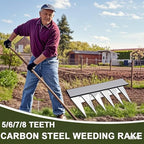 Gardening Hand Weeder Puller Tool, Manual Weeder with Detachable Blade Weeder Puller Tool,High-Carbon Steel Weed Removal Tool for Farm Lawn Garden, 5/6/7/8 Teeth Sizes (8 Teeth)