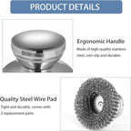 Onewly 2Pack Steel Wool Scrubber Set, Stainless Steel Scrubber with Stainless Steel Handle, for Cleaning Dishes, Cast Iron, Stock Pots, Pans, Griddles, Grills