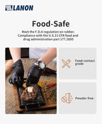 LANON 6-mil Black Nitrile Disposable Gloves, Food-Safe, Powder-Free, Heavy-Duty, Textured Fingertips, Latex-Free, Medium