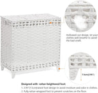 Laundry Hamper with 3 Removable Liner Bags; 132L Handwoven Rattan Laundry Basket with Lid & Heightened Feet; Clothes Hamper with Side Handles; Laundry Sorter with 3 Separate Sections (White)