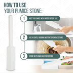 Powerstone Pumice Stone Toilet Bowl Cleaner with Extra Long Handle - 4 Pack | 3'' Longer Handle | Remove Hard Water Stains, Rings & Limescale from Toilets, Bathtubs, Sinks, Pools, BBQ