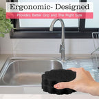 3 Pcs Dual Sided Scrub Sponge Multi Functional Cute Temperature Sensitive Non Scratch Dish Sponge for Washing Dishes Kitchen Bathroom(Flower,Black)