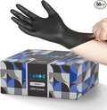 Hand-E Touch Black Nitrile Disposable Gloves Medium, 50 Count - BBQ, Tattoo, Hair Dye, Cooking, Mechanic Gloves - Powder and Latex Free