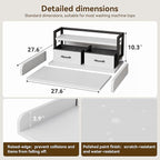 2-Tier Washer Dryer Countertop, Washing Machine Countertwith Shelf and 2 Drawers, Washer and Dryer Topper with High Guardrails, Smooth Edges, for Laundry Hamper Counter Storage Organization