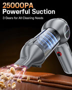 houscly Handheld Car Vacuum Portable Cordless 25000Pa High Power Small Mini Hand Vacuum Rechargeable 4-in-1 Wireless Handheld Vac for Car Office Desktop Home Cleaning Ideal Gifts for Men & Women