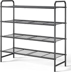 Kitsure Shoe Rack - Stainless Steel Shoe Organizer, Sturdy Shoe Rack for Closet and Front Door Entrance, Free Standing Shoe Shelf, Closet Organizers and Storage, 25.6" Wide - 4 Tier, Black