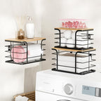 3 Pack Stackable Pantry Organizer,Stainless Steel Trash Bag Holder Dispenser,Kitchen Storage Organization for Kitchen Counter Sink,Laundry Room,Pantry, Black