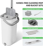 Mop and Bucket Set: 360° Flat Squeeze Mop with Long Handle & Wringer Bucket, 6 Washable Microfiber Pads for Kitchen, Bathroom, Wall Cleaning, Wet Dry Use, Lovely Gift for Women