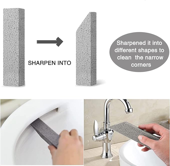 6 Pack Pumice Stone for Toilet Bowl Cleaning, Scouring Stick Remove Toilet Bowl Hard Water Rings, Calcium Buildup and Rust Suitable for Cleaning Toilet, Bathroom, Kitchen Sink, Grill（Gray