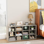 Garden 4 you Shoe Storage Bench, Cubby Shoe Rack with 12 Cubbies, 3-Tier Wood Shoe Rack Organizer, Shoe Organizer Cabinet for Entryway, Hallway, Closet and Garage, Grey