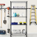 BestOffice 14"x30"x60" Commercial Storage Shelves Heavy Duty Shelving 5 Tier Layer Wire Shelving Unit with Wheels Metal Wire Shelf Standing Garage Shelves Storage Rack,Adjustable NSF Certified(Black)