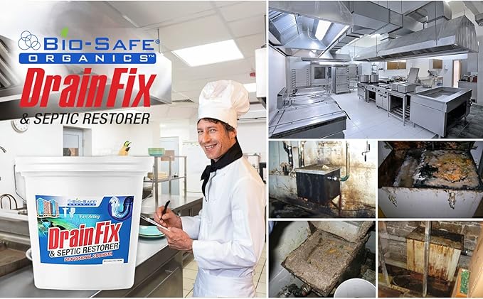 DrainFix & Septic Restorer - 5 Gal Professional Strength Formula - Patented Septic Tank Treatment Grease Trap Cleaner, Commercial Residential Hotel & Restaurant - Exxon Valdez Tech - 2 Pack