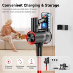 Clinkal Cordless Stick Vacuum Cleaner, 38Kpa Powerful Suction Vacuum Cleaner with LED Headlight, Detachable Battery, 8-in-1 Lightweight Handheld Vacuums for Pet Hair Carpet and Hardwood Floor, Red