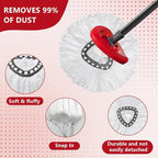 Easywring 1-Tank System,Mop Replacement Heads for O-Ceda Replace , Spin Mop Heads Replacements, Microfiber Spin Mop Refills, Easy Cleaning Head Replacement (1 Base+3pcs White)