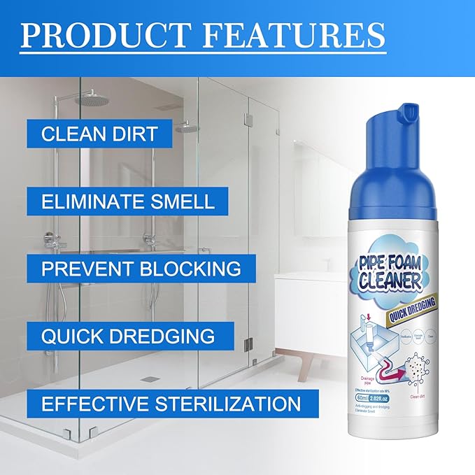 Japanese Drain Foam Cleaner, Japanese Toilet Cleaning Foam Drain Cleaner, Powerful Sink and Drain Cleaner, Drain Cleaner Hair Clog Remover Foam for Kitchen Drain, Sinks (2)