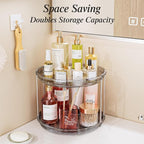 LAMU 2 Tier Lazy Susan Turntable Organizer 10.6'' Rotating Spice Rack Organization for Cabinet, Kitchen, Pantry, Countertop, Bathroom, Vanity, Medicine Cabinet Organizer, Grey