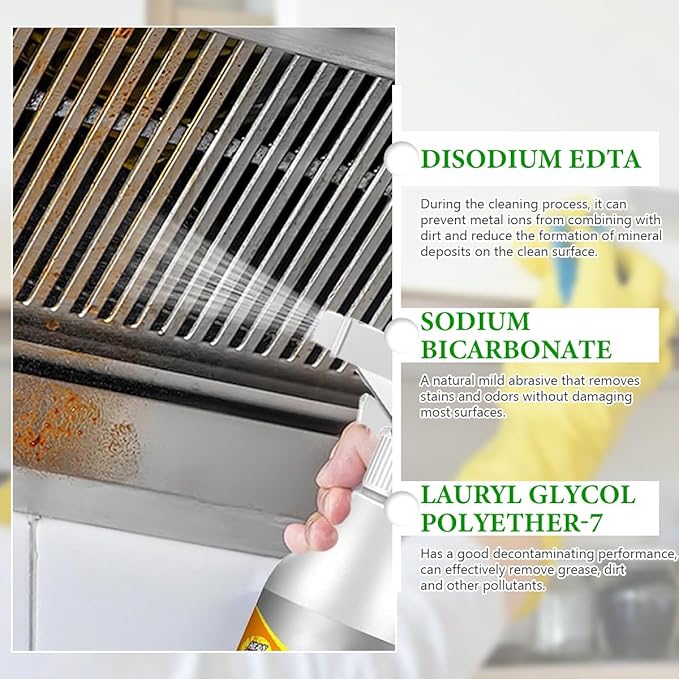 Kitchen Foam Cleaner,Stubborn Stains Cleaner,Powerful Clean Kitchen Oil Stains,All Purpose Cleaner,For Range Hood,Oven,Pots, etc（2PCS