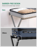 Hzuaneri Luggage Rack, Folding Suitcase Stand for Guest, Foldable, Luggage Holders with Shelf, Steel Frame with Nylon Straps for Bedroom, Hotel, Holds up to 154 lb, Grey,1 Pack LR03899G
