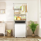 Ulif U11 Mini Over Washer and Dryer Shelves, 3 Tiers Laundry Room Storage and Organizer Standing Shelf, Metal Freestanding Clothes Drying Rack, 28.3" W x 19.7" D x 77.6" H, Chrome