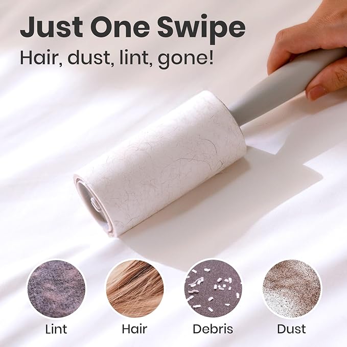 DELOMO Lint Roller 600 Sheets (2 Rollers + 4 Refills) - Lint Rollers for Pet Hair Extra Sticky, Mega Value Pet Hair Removal Tool for Clothes/Couch/Furniture/Car - Ideal for Pet Owners