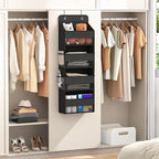 1 Pack 4-Tier Over the Door Organizer, Heavy-Duty Large Deep Pocket Hanging With 4 Large Front & 4 Side Pockets With for Pantry, Kitchen, Bathroom, Dorm, Black
