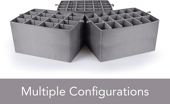 Covermates Keepsakes - Adjustable Zip-Top Storage Box - Configurable FlexGrid Compartments - Heavy Duty Polyester- Reinforced Handles - Stackable Design - Indoor Storage, Beige Heather