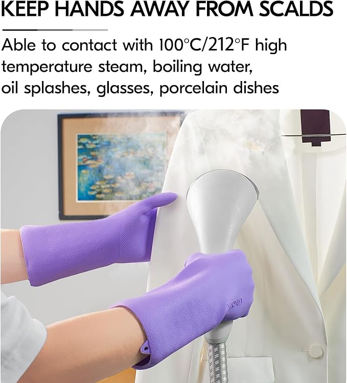 Vgo... Household Cleaning Gloves,Double-layer,Lined Dishwashing Gloves,Long Sleeves for Kitchen,Bathroom Cleaning(TP1117)