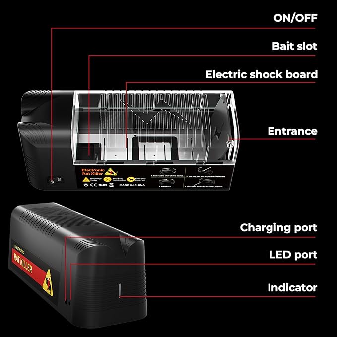 X-PEST Electronic Rat Trap 2 Pack – Big Size Electric Mouse Trap Zapper for Indoor Use, Reusable Rodent Trap, No Touch No See, Effective Mice & Rat Control