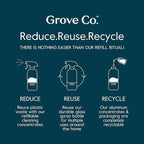 Grove Co. Multi-Purpose Cleaner, Refill Concentrate (2 x 1 Oz) + Glass Spray Bottle (16 Oz), Plant-based Household Cleaning Supplies Bundle, No Plastic Waste, 100% Natural Orange & Rosemary Scent