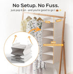 ALLTIDYUP Extra Deep Hanging Closet Organizers and Storage, 5-Tier Closet Hanging Organizer with 4 Mesh Pockets, Heavy-Duty Closet Shelves for Clothes and Hats, Ideal for Dorms and RVs, 1-Pack, White
