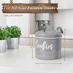 DAYYET Gray Cookie Jar for Kitchen Counter, 1 Gallon Vintage Cookie Jar with Airtight Lid, Large Food Storage Container for Candy, Cookies, Dessert, Farmhouse Kitchen Decor and Accessories