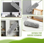 8-Piece Microfiber Feather Duster Set with Extension Pole (16.1" to 100"), Extendable Cobweb & Ceiling Fan Duster for Cleaning Cobweb, Ceiling Fan, Blind, Furniture