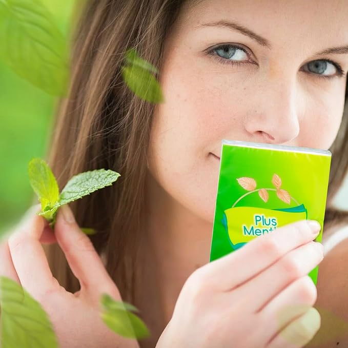 Menthol Lotion Pocket Tissues, Travel Size 4-Ply Thick & Soft, 20 Pack (200 Tissues Total)