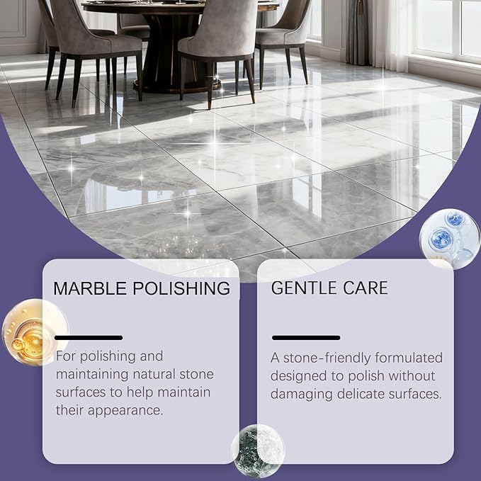 Marble Polishing Wax, Gentle Stone Polish Wax, Ceramic Tile Cleaner for Kitchen, Bathroom and Floors, Durable Shine, Smooth Finish, Marble Care and Protection, Easy to Apply (2Pcs)