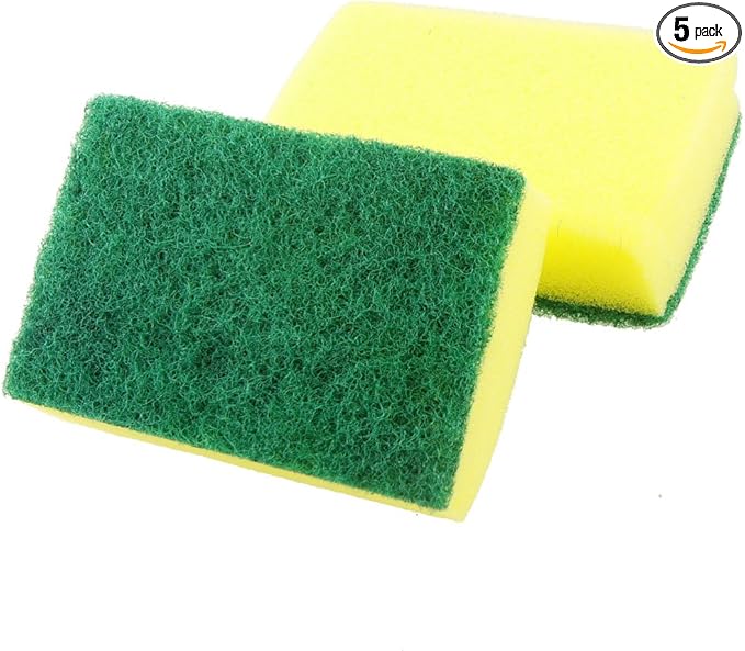 Individually Packed 6" X 3.5" SCOURING Sponge PAD (Green&Yellow) (5)