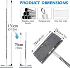 Mini Sweeper Mop,Masthome Reusable Clamp Mop with 50 " Stainless Steel Handle,1 Second Installation,Compatible with Swiffer Pads,Flat Dust Mops for House Wall, Windows, Corners - 1 Sweeping Cloth