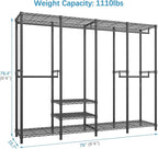 VIPEK V40C Covered Clothes Rack Heavy Duty Clothing Rack with Cover, Custom Freestanding Closet Portable Wardrobe Closet for Bedroom, Large Black Coset Rack with Grey Upgarded Polyester Cover