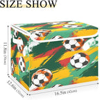 senya Large Storage Bins with Linen Collapsible Foldable Storage Cubes Fabric Closet Organizer Containers box with Flip-Top Lid for Home Bedroom Office 16.7 x 12.6 x 11.8in (Football)