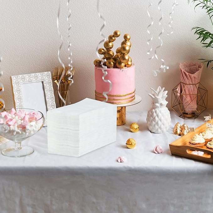 100 Pack Paper Napkins Guest Towels Disposable, Premium Quality 2-ply Dinner Napkins Disposable Soft, Absorbent, Party Napkins Wedding Napkins for Kitchen, Dinners or Events (white paper, Count, 100)