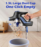 Nvriow Cordless Vacuum Cleaner for Home, 45Kpa Stick Vacuum, Max 80mins Runtime, 1.5L Dust Cup, Rechargeable Lightweight Handheld Vacuum for Carpet/Hardwood Floor/Pet Hair/Car (Navy Blue)
