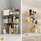 INVSSENE Corner Bathroom Countertop Organizer, Vanity Trays for Counter, Makeup Organizers, Perfume Tray, Kitchen Spice Rack, (Clear, 3 Tiers)