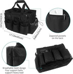 Qivine Cleaning Caddy with Handle, Cleaning Supply Caddy Foldable Tool Bag Cleaning Products Organizers Portable Cleaning Bucket Organiser for Storing Towels（Black Square）