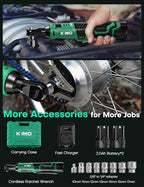 KIMO Cordless Electric Ratchet Wrench Set, 40Ft-lbs, 400RPM, 12V Cordless Ratchet Wrench 3/8" w/Variable Speed Trigger, 7Sockets, 1/4" Adapter, Forward/Reverse Switch, 2Battery Power Ratchet w/Charger