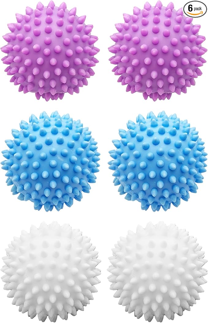 6PCS 2.3 Inch Laundry Dryer Balls, Reusable Drying Balls for Clothes and Fabric Softening (Mixed Colors)