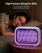 Indoor Electric Bug Zapper, Powerful Fly Zapper with Double-Layer High-Voltage Grid, All-Round Mosquito Catcher for Fly, Mosquito, Moth, Gnat, Trap, Removable Tray & 2 Replace Light Tube
