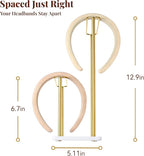 pickpiff Headband Holder Organizer Metal 2-Tier with Tray: Hair Accessories Display Stand Storage, Purse Charms Key Rings Rack Necklace Stand Home Bedroom for Girls Women, Gold