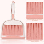 Broom with Dustpan Combo Set Pink Mini Hand Broom and Dustpan Set for Home Desktop Sofa Pet Household Care Camping (White+Pink M3)