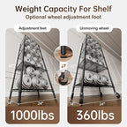 Golpart 5 Tier Shelves Storage Shelf Wire Closet Bathroom Organizers Metal Pantry Kitchen Garage Shelving Unit Laundry Room Organization Home Rack Net Basket Black with Wheels 14”D X 24”W X 61”H